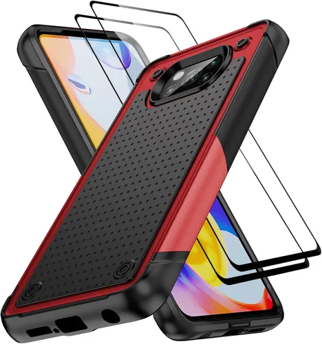 Vista 31 de Jeylly Funda para Xiaomi Poco X3 NFC con protector de pantalla de vidrio templado [2 paquetes], resistente a prueba de golpes, funda protectora