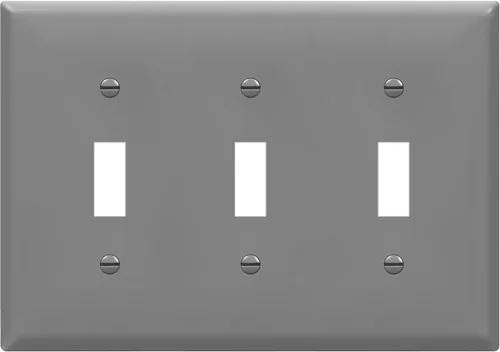Vista 23 de ENERLITES - Placa de pared para interruptor de palanca triple sin tornillos, cubierta de interruptor de luz segura para niños, tamaño estándar de 3
