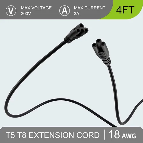 Vista 9 de Cables de extensión T5 T8 negros de 4 pies, cable de alimentación de luz de crecimiento, cables de conexión de lámpara de 48 pulgadas, conectores