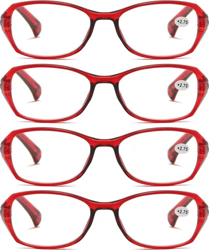 Vista 9 de B&Q 4 pares de lentes de lectura para mujer, marco ovalado, bloqueo de luz azul, estilo clásico