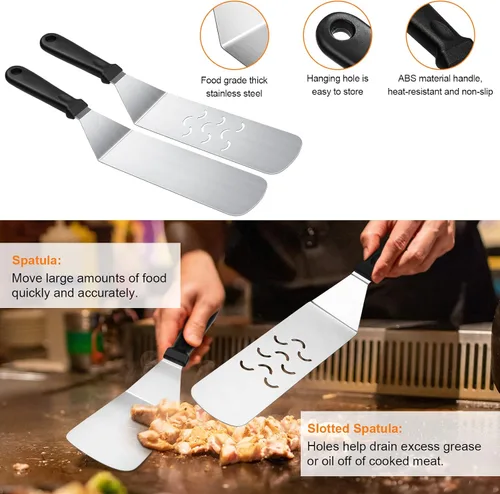 Vista 3 de AULTONG Kit de Accesorios para Plancha de Superficie Plana de 6 Piezas para Blackstone y Camp Chef – Herramientas de Acero Inoxidable con Bolsa
