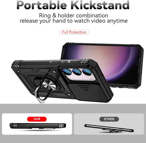 Vista 3 de Funda para Galaxy S23 FE, con protectores de pantalla y funda para cámara, [grado militar] de 16 pies. Funda a prueba de caídas con funda protectora