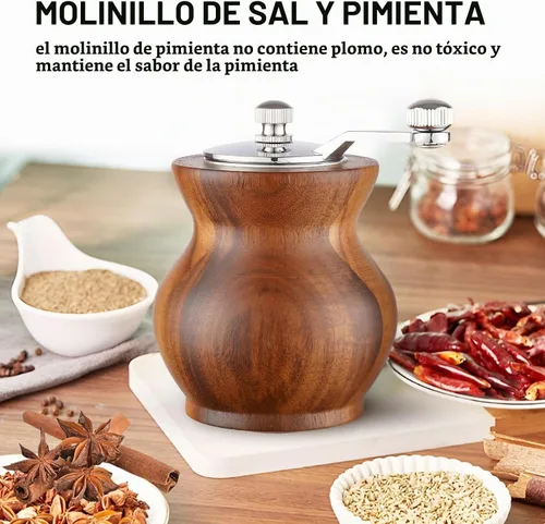 Vista 5 de Molinillo de pimienta, molinos de pimienta de madera clásicos para batir a