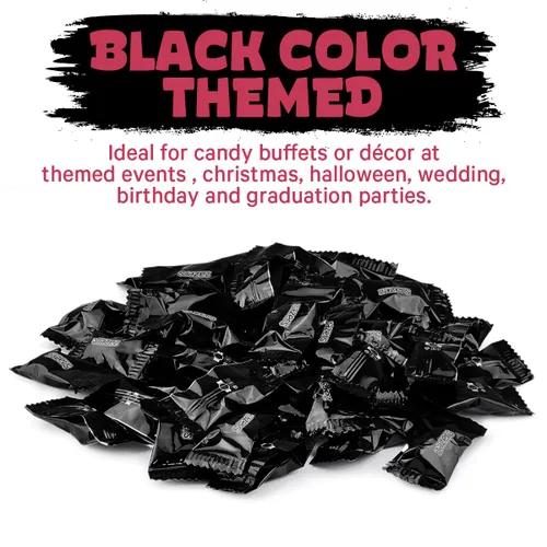 Vista 4 de Black Foils - Caramelos dulces y ácidos, bolsa de 1 libra de caramelos kosher con temática de color negro envueltos individualmente con sabor a