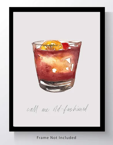 Vista 2 de WESTBROOK DESIGN STUDIO Old Fashioned Cocktail Bar Wall Art. 8x10 Unframed Decor Print - Makes a Great Gift for Kitchen, Home & Wet Bar, Martini
