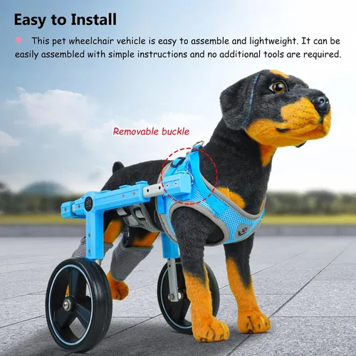 Vista 4 de Silla de ruedas ajustable para perros pequeños, silla de ruedas de apoyo trasero para mascotas con arnés, para paseo de perro de 4.4-22.0 lbs/4.4-22