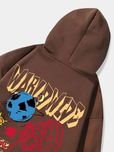 Vista 5 de COZYEASE Sudadera con capucha para hombre, de gran tamaño, con gráficos, de manga larga, con cordón, casual, a la moda