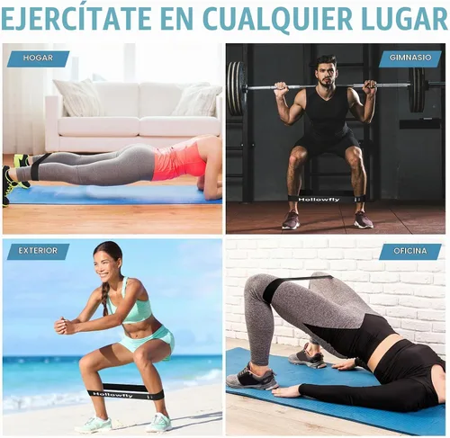 Vista 4 de Hollowfly 12 bandas de ejercicio de látex para entrenamiento de glúteos, bandas de ejercicio elásticas antideslizantes para piernas, sentadillas