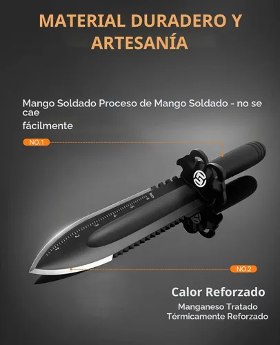Vista 2 de SUNPOW Herramientas de excavación de pala para detector de metales, cuchillo de pala para excavadora de doble borde dentado resistente, herramientas