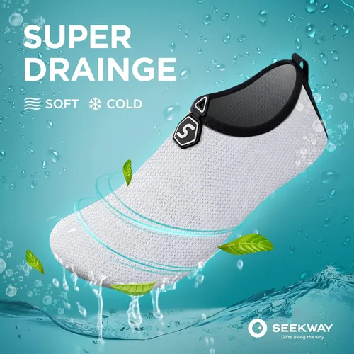 Vista 4 de Seekway - Zapatos de agua para hombres o mujeres adultos, tipo calcetín, de secado rápido, sensación de pie descalzo, ideales para la playa, nadar