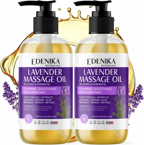 Vista 8 de Edenika Botanicals Aceite de masaje de lavanda para piel, aromaterapia de lujo y aceite de masaje romántico para una cita nocturna, piel relajante e