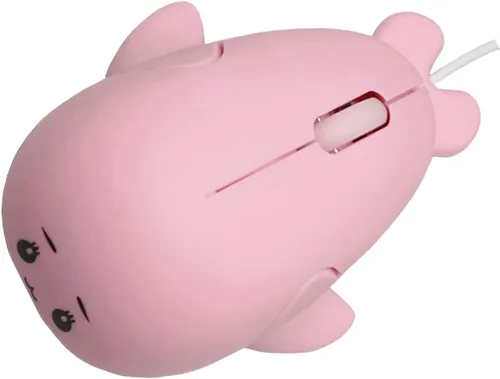 Vista 5 de CHUYI Ratón con cable con forma de delfín súper lindo de dibujos animados, mini ratones pequeños portátiles para computadora de escritorio