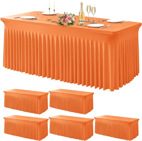 Vista 42 de Wish Care Paquete de 2 manteles de elastano elástico azul bebé para mesas rectangulares de 4 pies, manteles ajustables sin arrugas de 4 pies