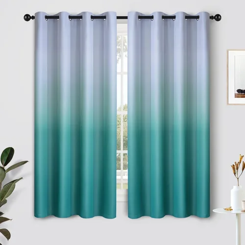 Vista 206 de SimpleHome Cortinas degradadas degradadas para oscurecer la habitación de 36 pulgadas de largo para dormitorio, con ojales y bloqueo de luz Negro