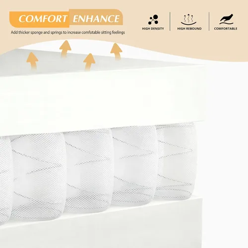 Vista 7 de Sofá cama extraíble de tela de 110 pulgadas con respaldos ajustables, sofá cama modular con puertos USB y 2 soportes para tazas, sofá tapizado