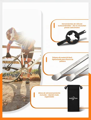 Vista 5 de SARDVISA Palancas de neumáticos de bicicleta Palancas de neumáticos ultra fuertes y cucharas de neumáticos de acero inoxidable, herramienta