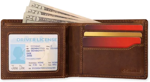 Vista 42 de Columbia Billetera plegable para hombre, múltiples ranuras para tarjetas, ventana de identificación