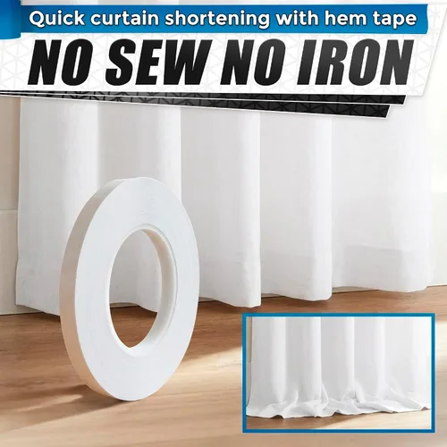 Vista 7 de Cinta de dobladillo sin coser sin planchado para el hogar, 0.4 pulgadas x 60 yardas, cinta acrílica transparente ultra fina de doble cara para ropa