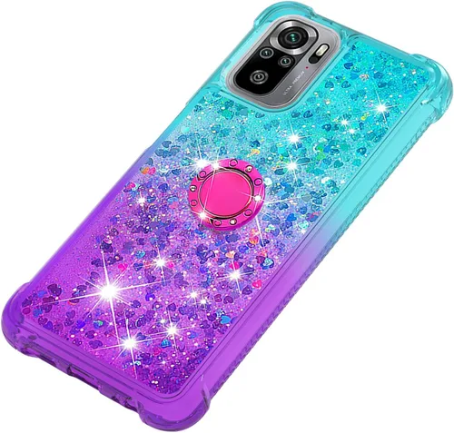 Vista 6 de Funda a prueba de golpes para Xiaomi Redmi Note 10 4G/Note 10S, brillo brillo diamante degradado color arena movediza cubierta de TPU transparente