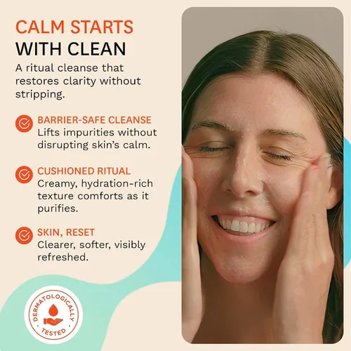 Vista 2 de Fig.1 Limpiador facial hidratante para mujeres Lavado facial suave con glicerina y escualano Fórmula no seca y sin fragancia para pieles