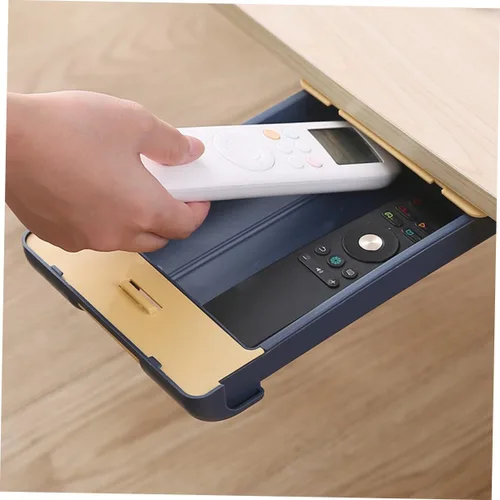 Vista 5 de EXCEART Caja de almacenamiento con cajón, cajón de almacenamiento oculto, cajón de mesa oculto, bandeja de cajón autoadhesiva, bandeja para lápices