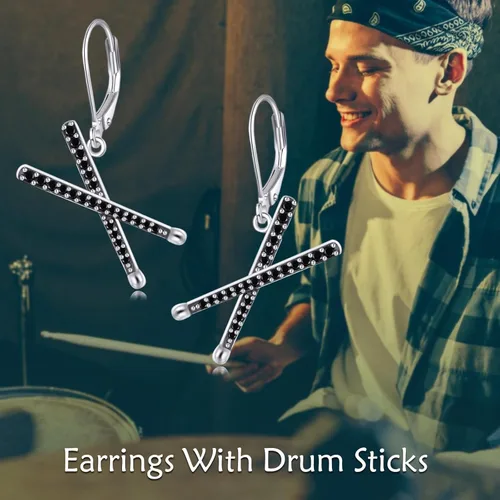 Vista 6 de YFN Aretes deportivos y de música de plata de ley para amantes del deporte, amantes de la música, regalos de joyería para mujeres, niñas, hombres