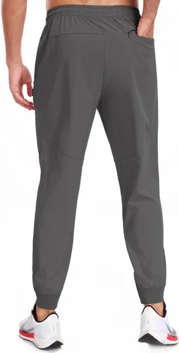 Vista 3 de SPOSULEI Mens Lightweight Athletic Joggers Hiking Sweatpants Quick Dry Running Track Gym Pants with Zipper Pockets