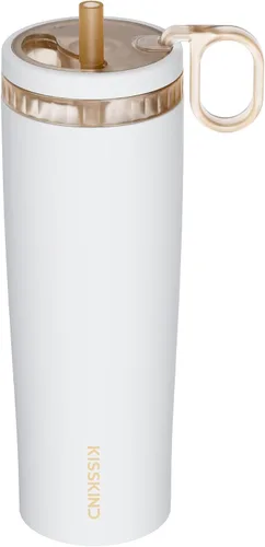 Vista 13 de KISSKIND Leakproof Iced Coffee Tumbler 20 oz, Insulated Ceramic Lined Cup