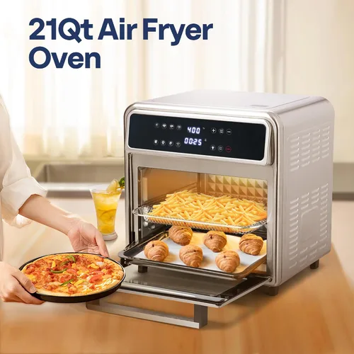 Vista 2 de VIVOHOME Combo de Horno Tostador y Freidora de Aire de 21 Qt, Horno de Convección de Encimera 8 en 1 con Rotisserie y Deshidratador, Horno Freidora