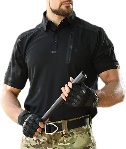 Vista 11 de HARGLESMAN Polo táctico de manga corta para hombre (S-3XL)
