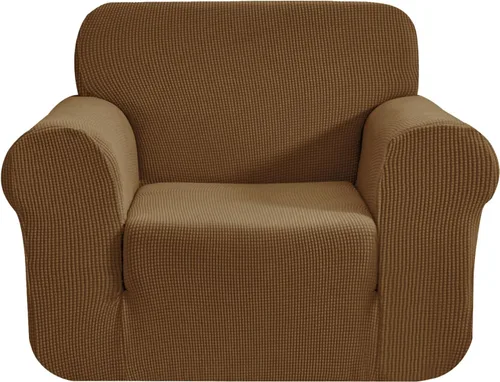 Vista 62 de CHUN YI - Funda elástica de 1 pieza para sillón grande, funda protectora suave de Jacquard con elastano, detalle de cuadros y parte inferior
