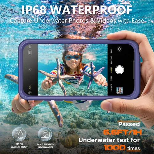 Vista 127 de Temdan - Funda impermeable diseñada para iPhone 12, protector de pantalla y cámara integrado IP68 bajo el agua, cuerpo completo, a prueba de caídas