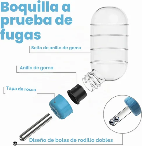 Vista 3 de VANNON Botella de agua para hámster 3 en 1 sin goteo, botella de agua para animales pequeños, dispensador automático de botellas con base