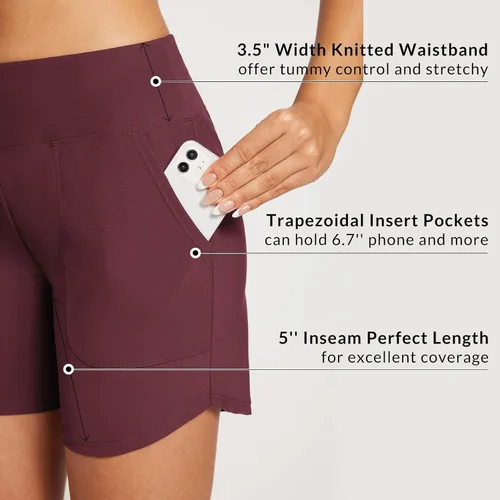 Vista 110 de baleaf Traje de baño de cintura alta de 3, 5, 7, 9 pulgadas, para mujer, de secado rápido, con bolsillos