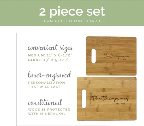 Vista 2 de Tabla de cortar de bambú personalizada, decoración de cocina rústica hecha a mano, alternativa de bloque de carnicero grande y duradera con grabado