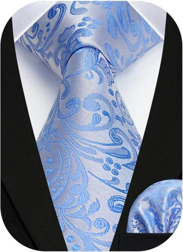 Vista 266 de Corbatas florales tejidas clásicas para hombre, corbata cuadrada de bolsillo, corbatas formales para hombres, boda con pañuelo