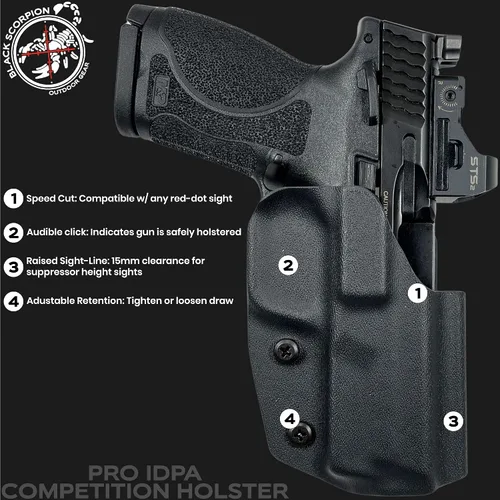 Vista 6 de Funda de competición Black Scorpion Gear Pro IDPA para GL 19, GL 19X, GL 23, GL 32