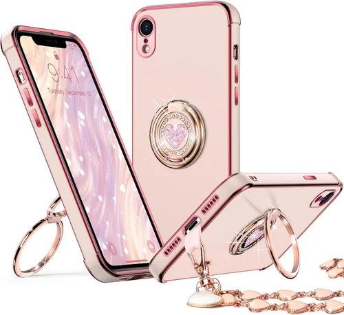 Vista 16 de XYZ para Funda de iPhone Xs Max con Soporte, Funda de Teléfono con Doble Soporte de Anillo, Funda de Amor-Corazón Linda de Lujo con Brillantina