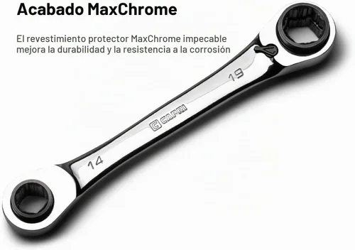 Vista 7 de Capri Tools Juego de llaves de trinquete reversibles de extremo de caja 4 en 1 de 120 dientes, métricas y SAE, 4 piezas con 16 tamaños