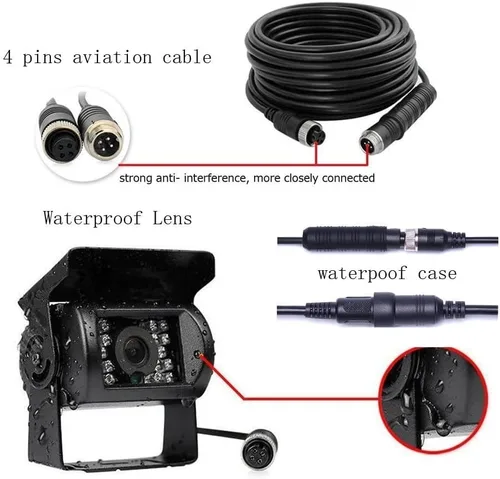 Vista 5 de Cámara de respaldo para vehículo, Camecho de 9 pulgadas, 4 monitores divididos + 4 cámaras con cámara de visión frontal y trasera, 18 IR de visión