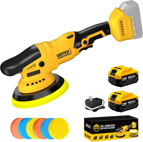 Vista 10 de 20V Cordless Buffer Polisher with 4000mAh Battery&Quick Charger - 10000RPM High Power 6-Speed Adjust Dual Action 6-Inch Powerful Car Buffer