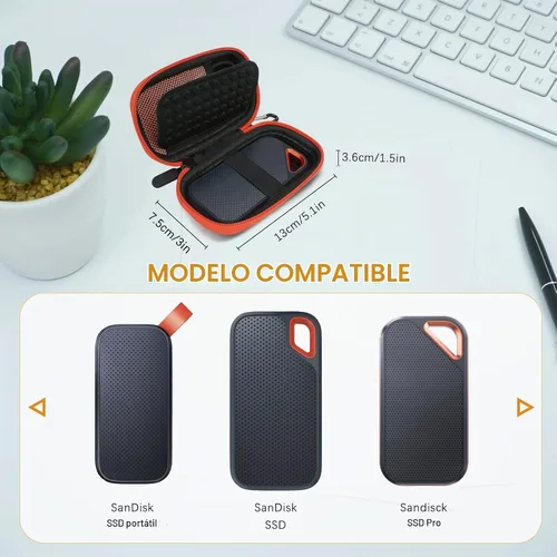 Vista 2 de Funda para SanDisk Extreme Pro/SanDisk Extreme Portable External SSD, cubierta de viaje portátil para disco duro Sandisk y Extreme (negro)