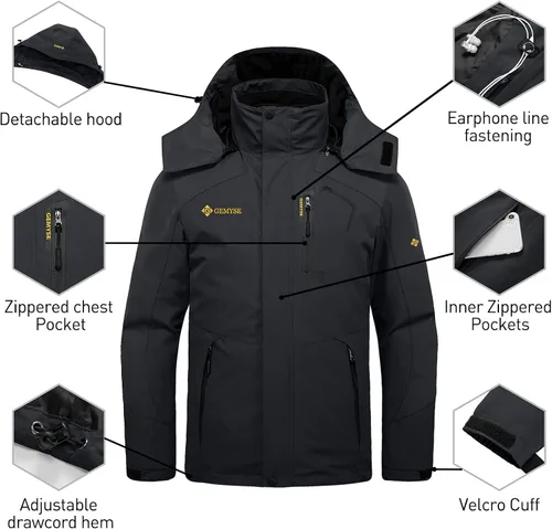 Vista 6 de GEMYSE Chaqueta de nieve impermeable 3 en 1 para hombre abrigo de invierno aislado