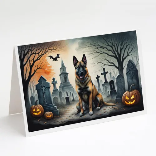 Vista 30 de Caroline's Treasures DAC2042GCA7P Golden Retriever - Tarjetas de felicitación y sobres de Halloween espeluznantes, paquete de 8 tarjetas en blanco