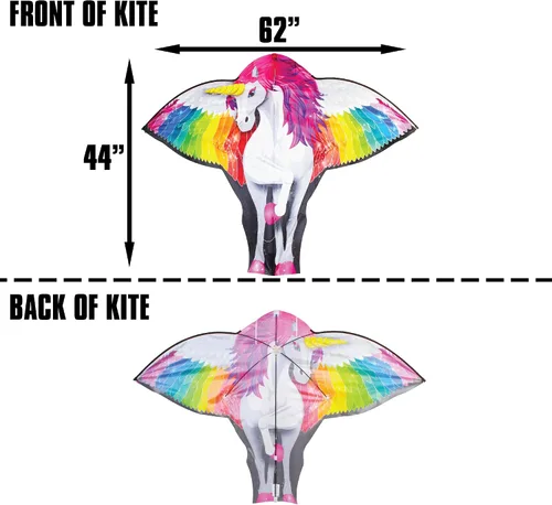 Vista 3 de WindNSun Cometa de unicornio de nailon Ripstop 2-D de gran tamaño, 62 pulgadas de ancho