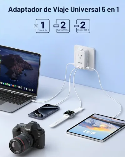Vista 6 de VINTAR 45W Universal Travel Adapter, Ultra Thin International Power Adapter