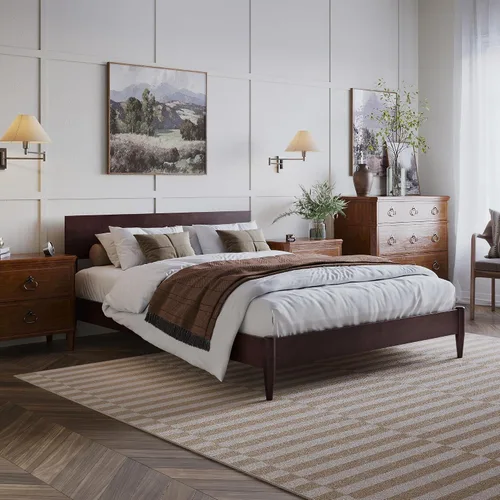 Vista 26 de AFI, Aria - Cama de plataforma moderna de perfil bajo de madera maciza, tamaño individual, color espresso
