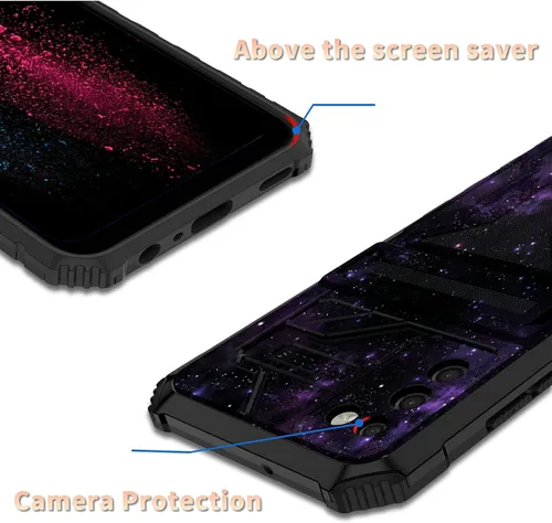 Vista 7 de Funda para teléfono Samsung Galaxy A54 con protector de pantalla, funda con ranura para tarjetas desmontable incorporada, con función atril, a