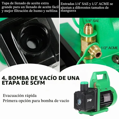 Vista 6 de Bomba de vacío PB Motor Tech de 4.5 CFM con cámara de vacío de 3 galones