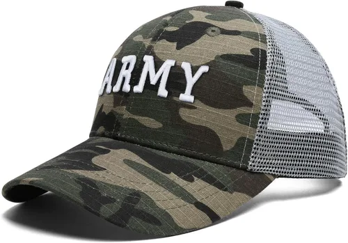 Vista 2 de Foakecb Gorra de béisbol de malla de camuflaje bordada del ejército de lujo para hombres y mujeres